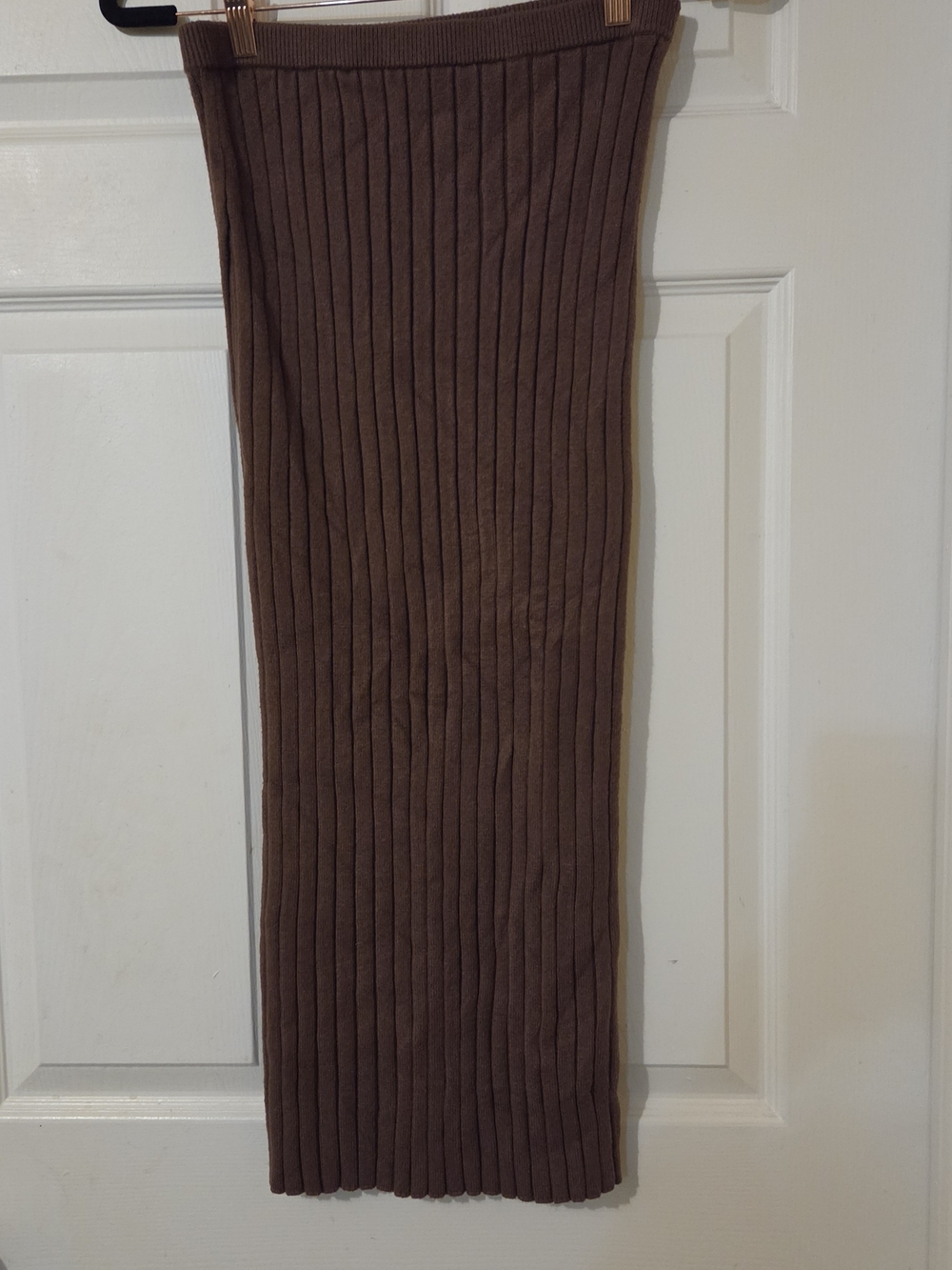 Dynamite Ribbed Brown Midi Skirt - Picture 2 of 2